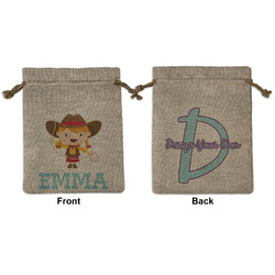 Cowgirl Medium Burlap Gift Bag - Front & Back (Personalized)