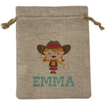 Cowgirl Medium Burlap Gift Bag - Front (Personalized)