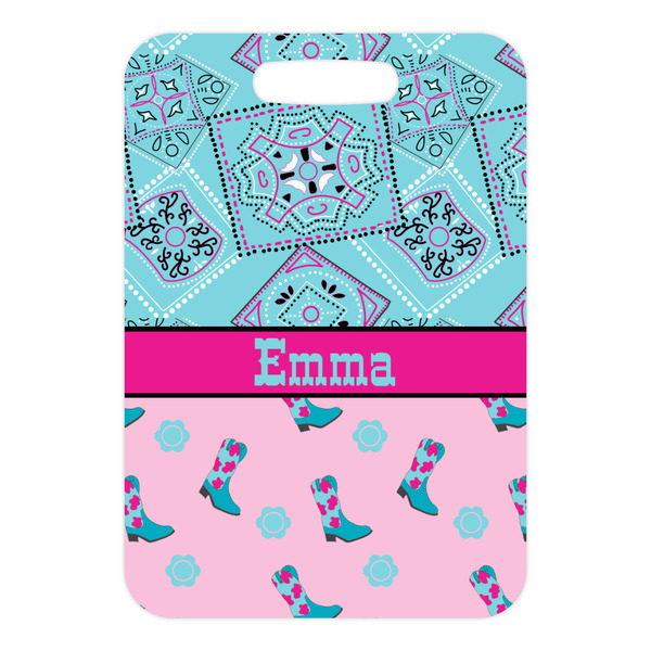 Cowgirl Metal Luggage Tag - Front Without Strap