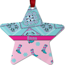 Cowgirl Metal Star Ornament - Double Sided w/ Name or Text