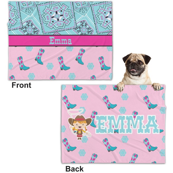 Cowgirl Microfleece Dog Blanket - Regular - Front & Back