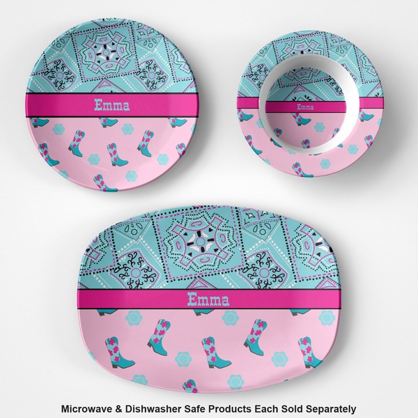 Cowgirl Microwave & Dishwasher Safe CP Plastic Dishware - Group