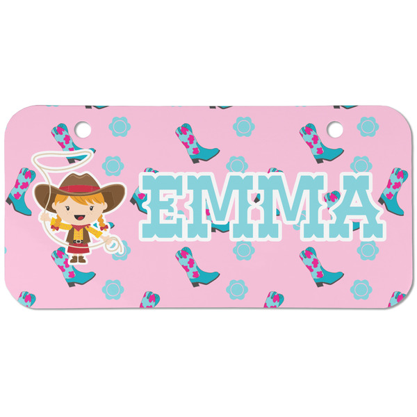 Custom Cowgirl Mini/Bicycle License Plate (2 Holes) (Personalized)
