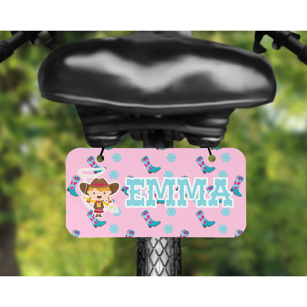 Cowgirl Mini License Plate on Bicycle - LIFESTYLE Two holes