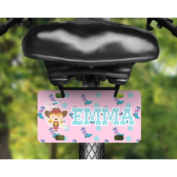 Cowgirl Mini License Plate on Bicycle