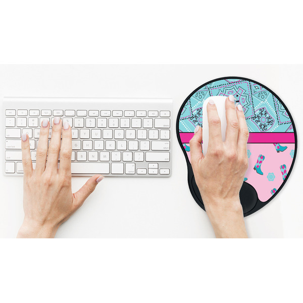 Cowgirl Mouse Pad with Wrist Rest - LIFESYTLE 2 (in use)