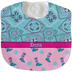 Cowgirl Velour Baby Bib w/ Name or Text