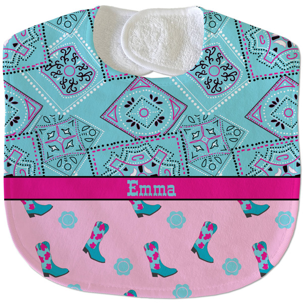 Custom Cowgirl Velour Baby Bib w/ Name or Text