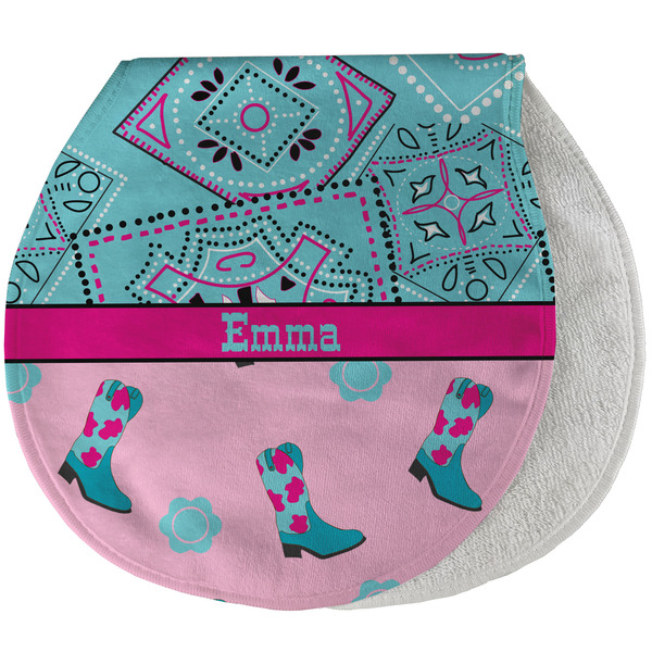 Custom Cowgirl Burp Pad - Velour w/ Name or Text