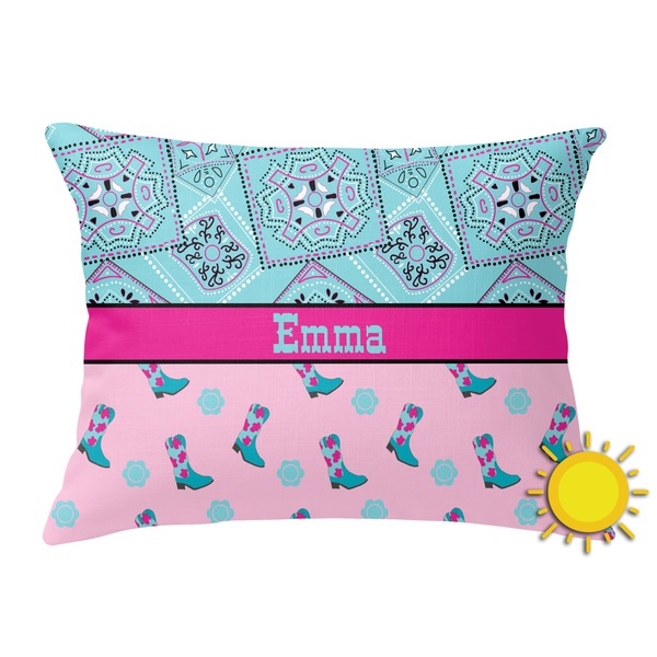 Custom Cowgirl Outdoor Throw Pillow (Rectangular) (Personalized)