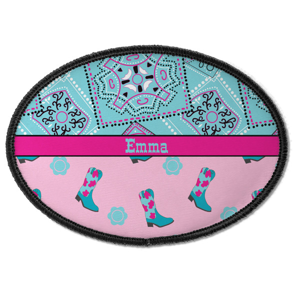 Custom Cowgirl Iron On Oval Patch w/ Name or Text