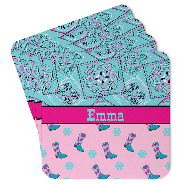 Custom Cowgirl Paper Coasters w/ Name or Text
