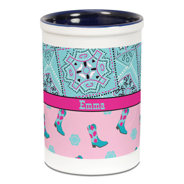 Cowgirl Pencil Holder - Blue
