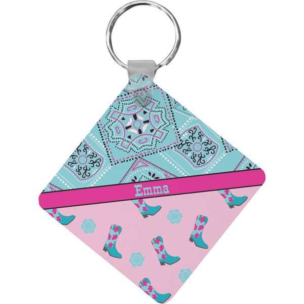 Custom Cowgirl Diamond Plastic Keychain w/ Name or Text