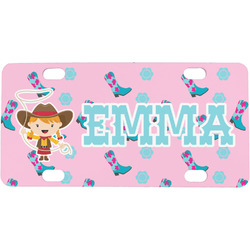 Cowgirl Mini / Bicycle License Plate (4 Holes) (Personalized)
