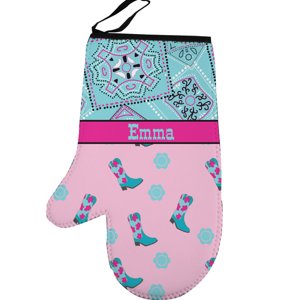Cowgirl Personalized Oven Mitt - Left