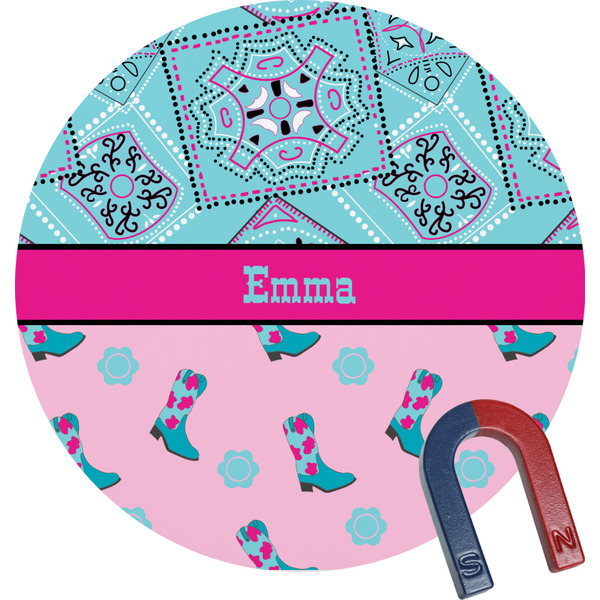 Custom Cowgirl Round Fridge Magnet (Personalized)