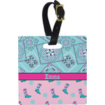 Cowgirl Plastic Luggage Tag - Square w/ Name or Text
