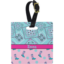 Cowgirl Plastic Luggage Tag - Square w/ Name or Text