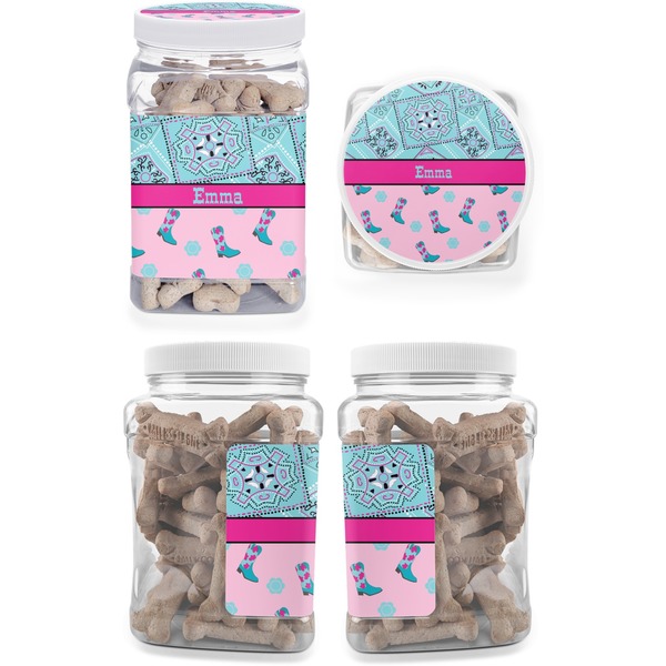 Cowgirl Pet Treat Jar - Multiple Angles