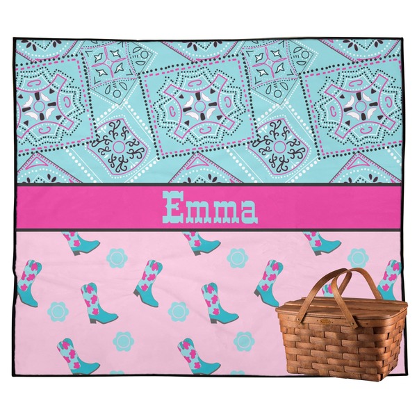 Custom Cowgirl Outdoor Picnic Blanket (Personalized)