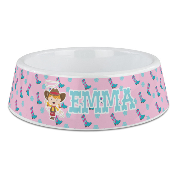 Custom Cowgirl Plastic Dog Bowl - Large (Personalized)