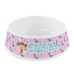 Cowgirl Plastic Dog Bowl - Small (Personalized)
