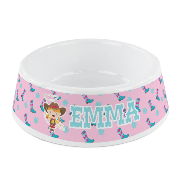 Custom Cowgirl Plastic Dog Bowl - Small (Personalized)