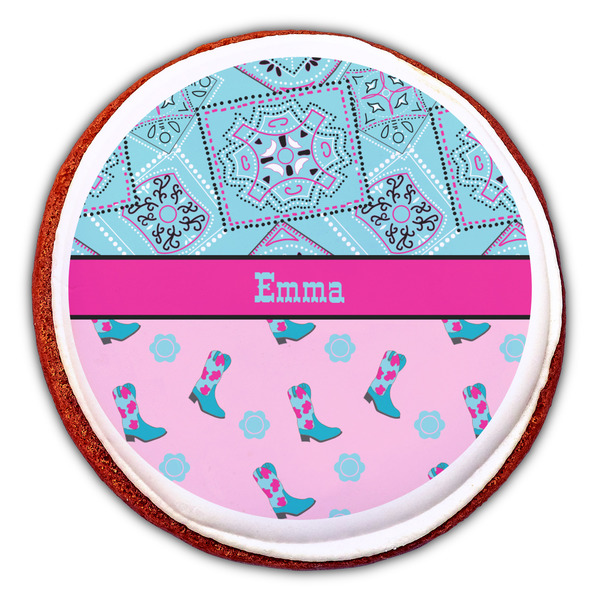 Cowgirl Printed Icing Circle - Large - On Cookie