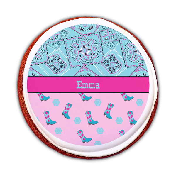 Cowgirl Printed Icing Circle - Medium - On Cookie