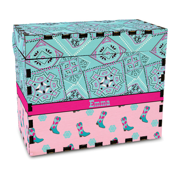 Custom Cowgirl Wood Recipe Box - Full Color Print (Personalized)
