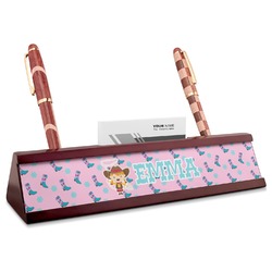 Cowgirl Red Mahogany Nameplate with Business Card Holder (Personalized)