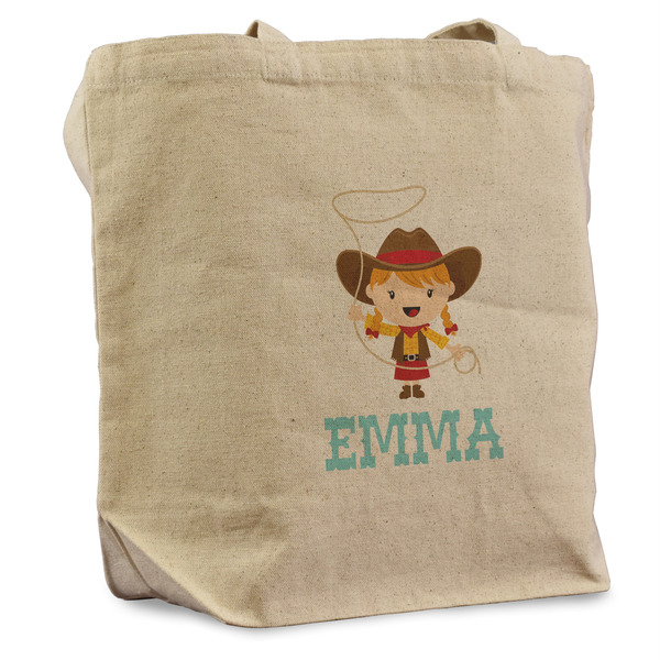 Custom Cowgirl Reusable Cotton Grocery Bag (Personalized)