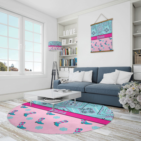 Cowgirl Round Area Rug - IN CONTEXT