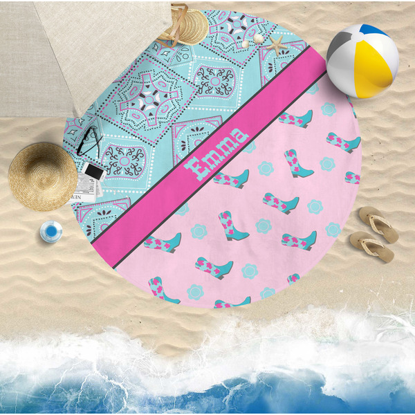 Cowgirl Round Beach Towel Lifestyle