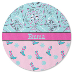 Cowgirl Round Rubber Backed Coaster (Personalized)