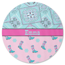 Cowgirl Round Rubber Backed Coaster (Personalized)