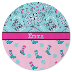Cowgirl Round Rubber Backed Coaster (Personalized)