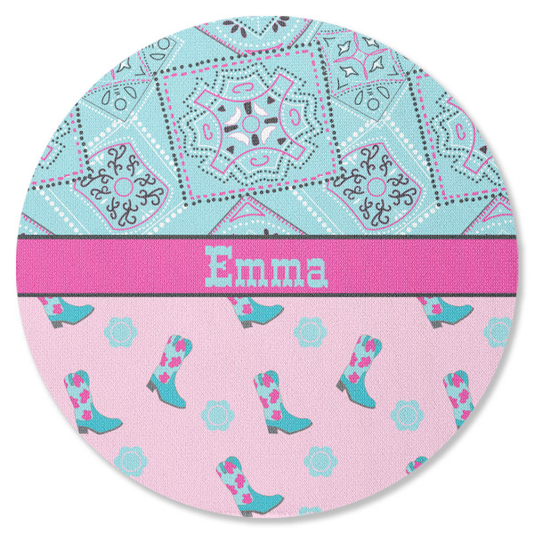 Custom Cowgirl Round Rubber Backed Coaster (Personalized)