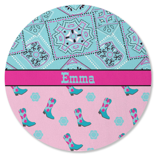 Custom Cowgirl Round Rubber Backed Coaster (Personalized)