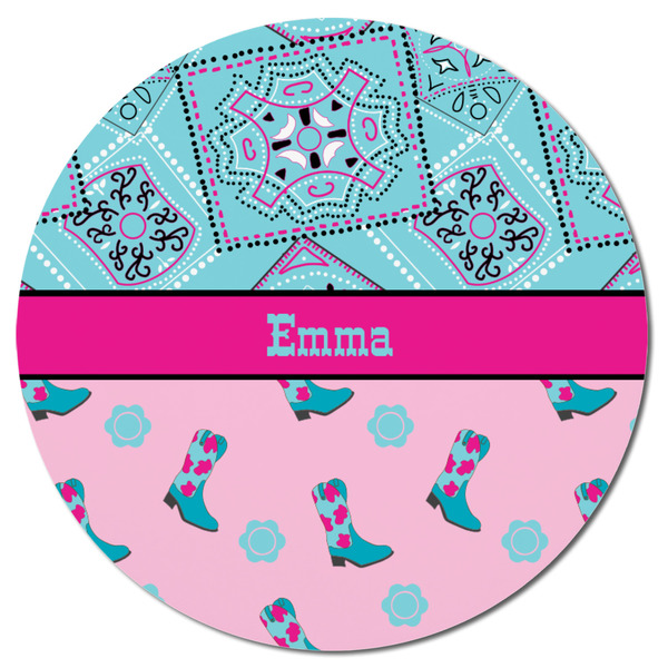 Cowgirl Round Fridge Magnet - FRONT