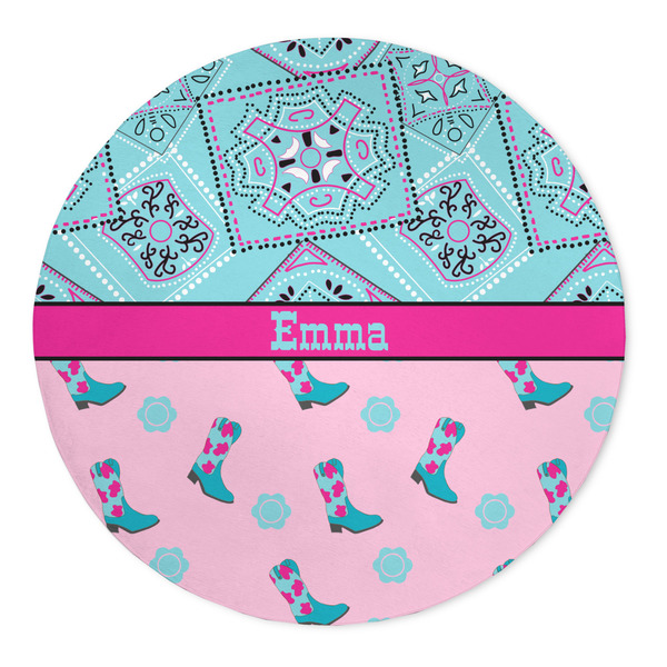 Custom Cowgirl 5' Round Indoor Area Rug (Personalized)