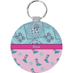 Cowgirl Round Plastic Keychain (Personalized)