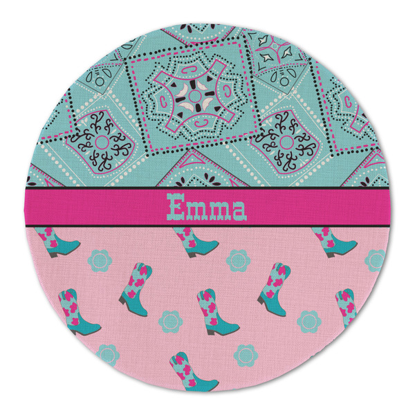 Cowgirl Round Linen Placemats - FRONT (Double Sided)