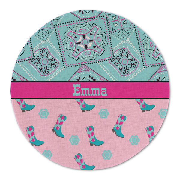 Cowgirl Round Linen Placemats - FRONT (Single Sided)