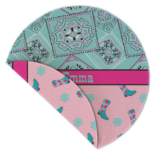 Cowgirl Round Linen Placemats - Front (folded corner double sided)