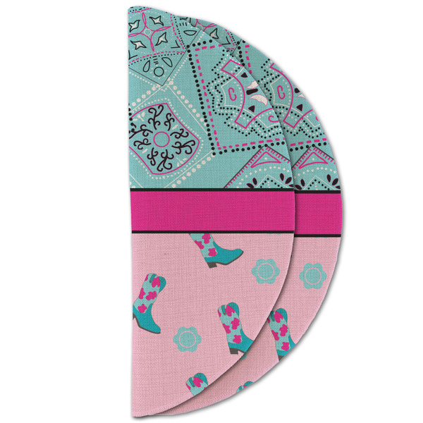 Cowgirl Round Linen Placemats - HALF FOLDED (double sided)