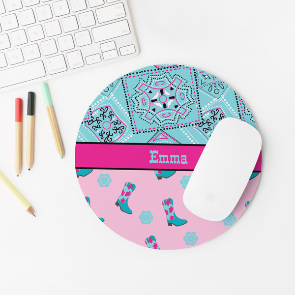 Cowgirl Round Mousepad - LIFESTYLE 2