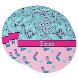 Cowgirl Round Paper Coasters w/ Name or Text