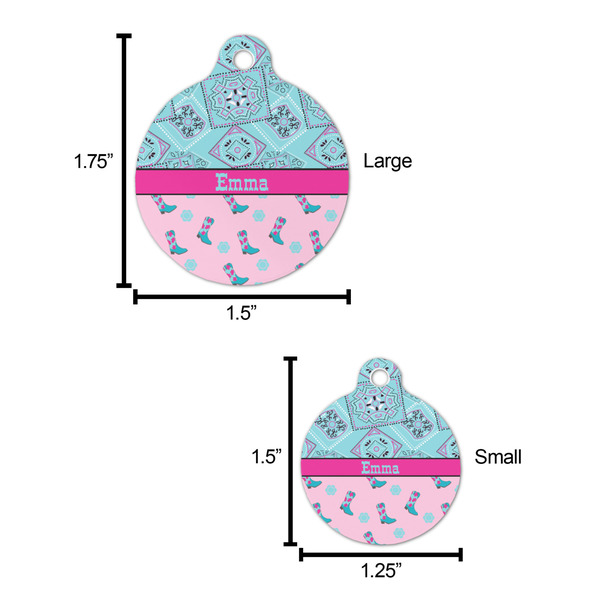 Cowgirl Round Pet ID Tag - Large - Comparison Scale